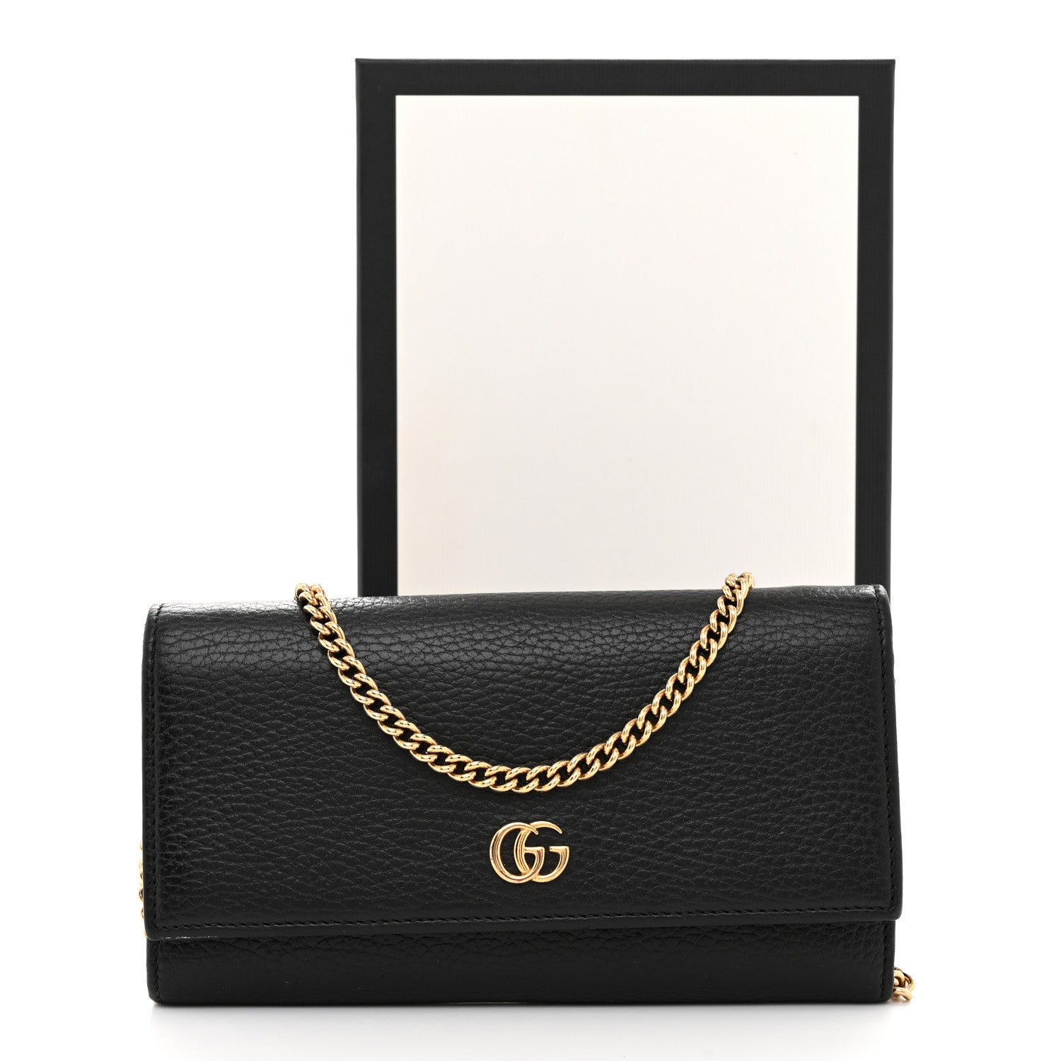 Gucci Dollar Calfskin Petite GG Marmont Wallet Chain Bag Black 11 of 11