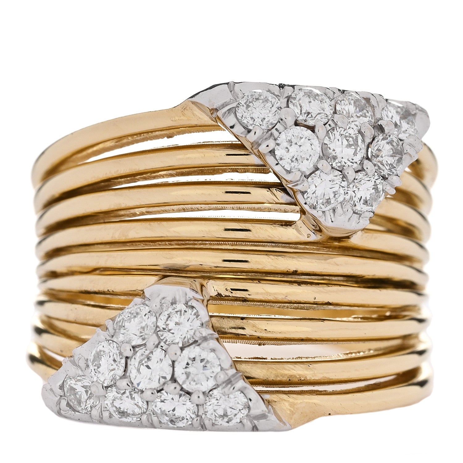 Parker & West by FASHIONPHILE 18K Yellow White Gold Diamond .55ctw Pave Triangles Tapered Band Ring 50 5.5 1 of 4