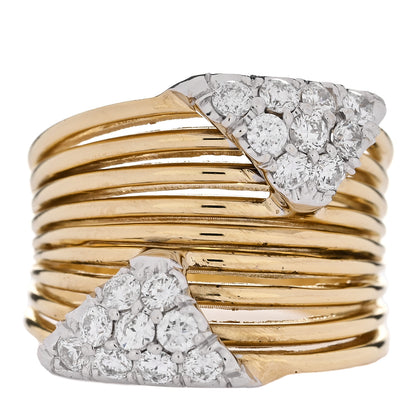Parker & West by FASHIONPHILE 18K Yellow White Gold Diamond .55ctw Pave Triangles Tapered Band Ring 50 5.5 1 of 4