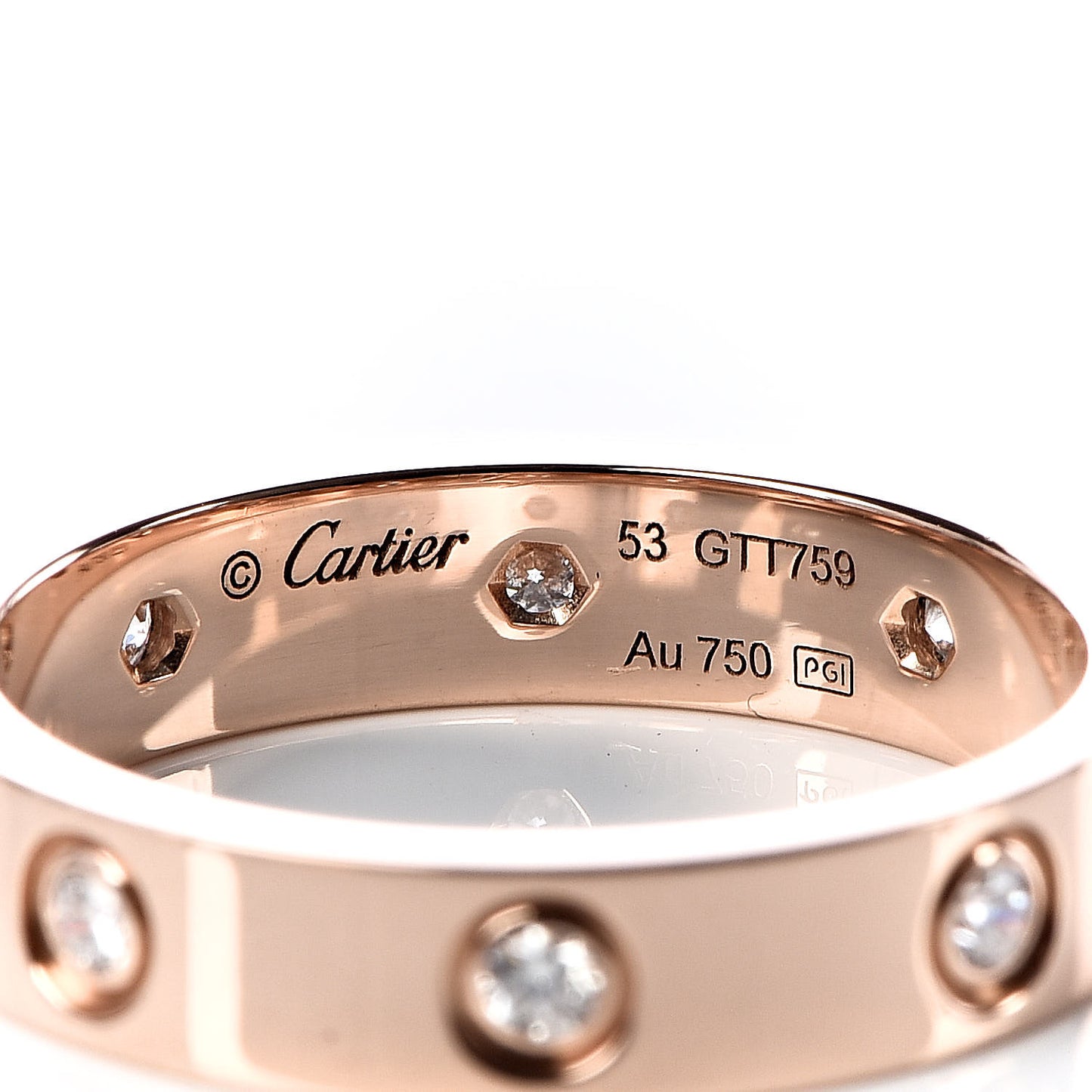 18K Pink Gold 8 Diamond 4mm LOVE Wedding Band Ring 53 6.25