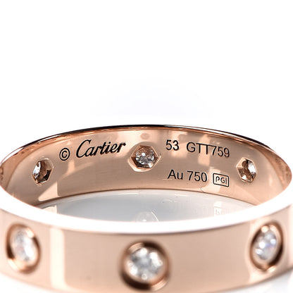 Cartier 18K Pink Gold 8 Diamond 4mm LOVE Wedding Band Ring 53 6.25 4 of 6