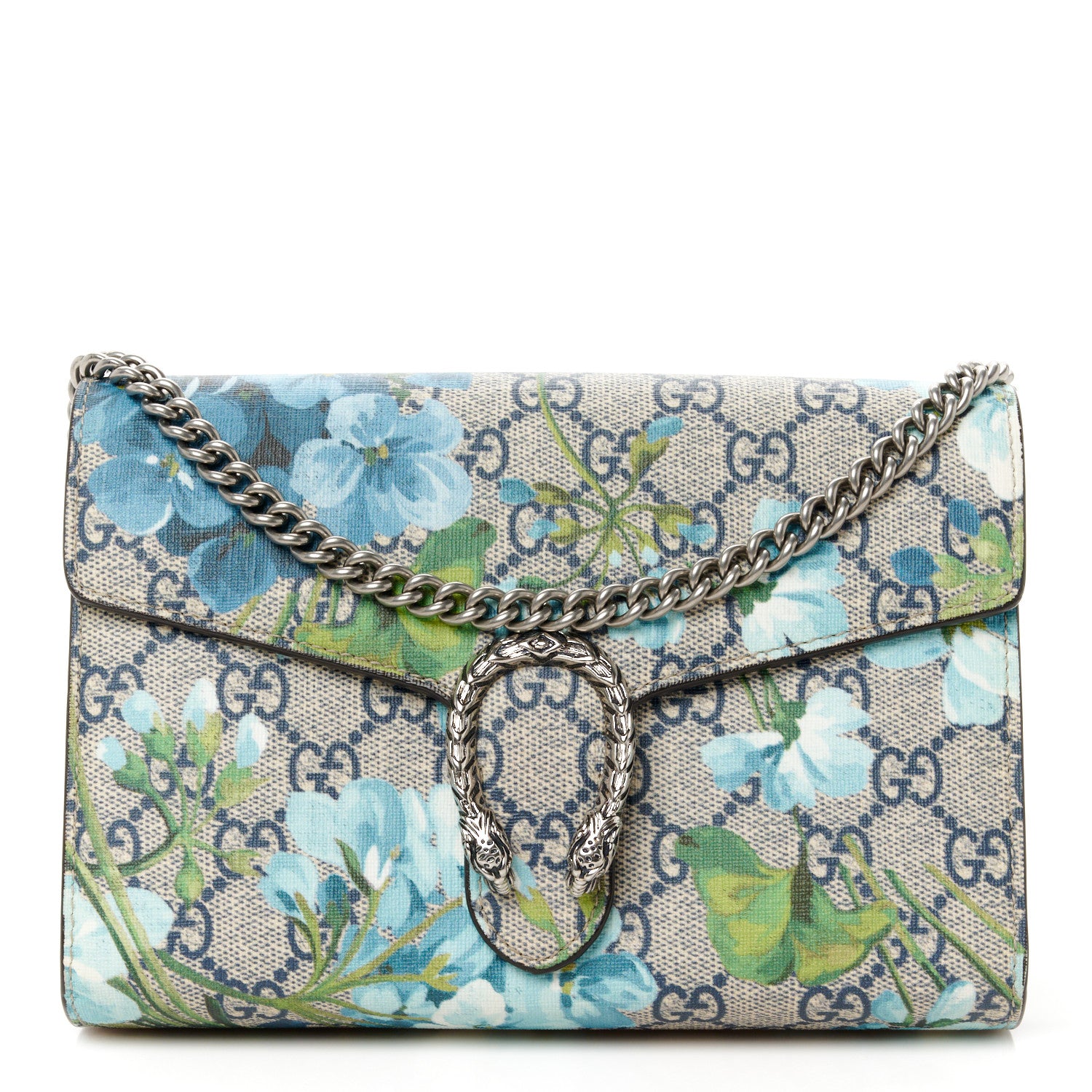 Gucci GG Supreme Monogram Blooms Mini Dionysus Chain Wallet Beige Blue Navy Vintage Blue 1 of 10