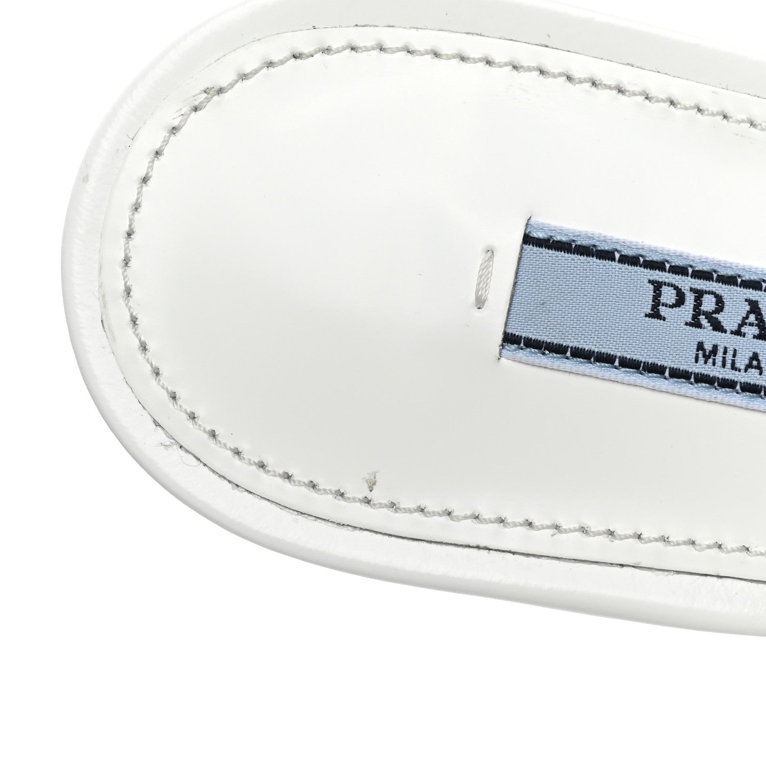 Prada Plexiglass Calfskin Metal Triangle Logo 75mm Slide Sandals 39.5 White 9 of 11