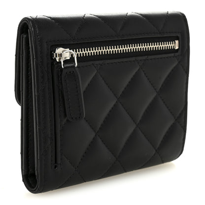 Chanel Lambskin Quilted Baguette Crystal Small Compact Wallet Black 3 of 8