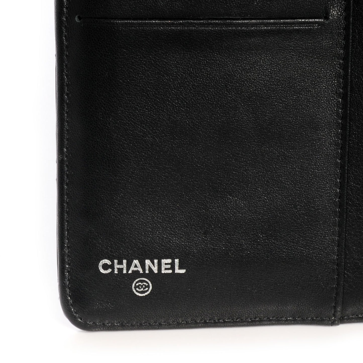 Patent Quilted CC French Wallet Black