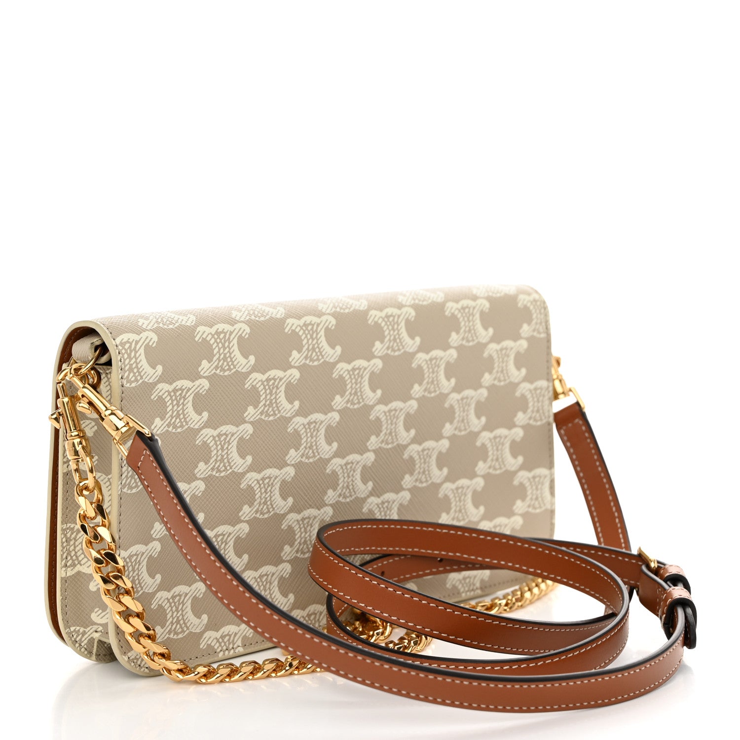 Celine Canvas Calfskin Triomphe Multipochette Grege 3 of 11