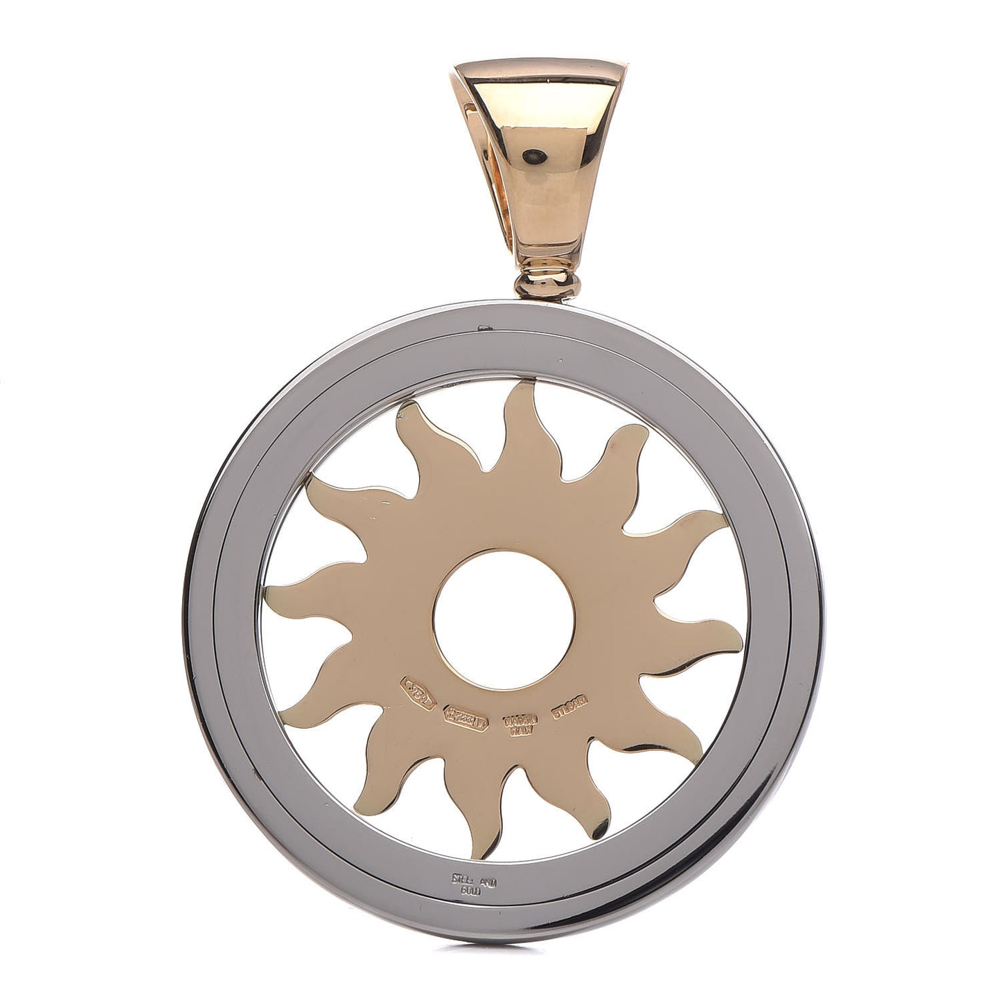 18K Yellow Gold Stainless Steel Tondo Sun Pendant