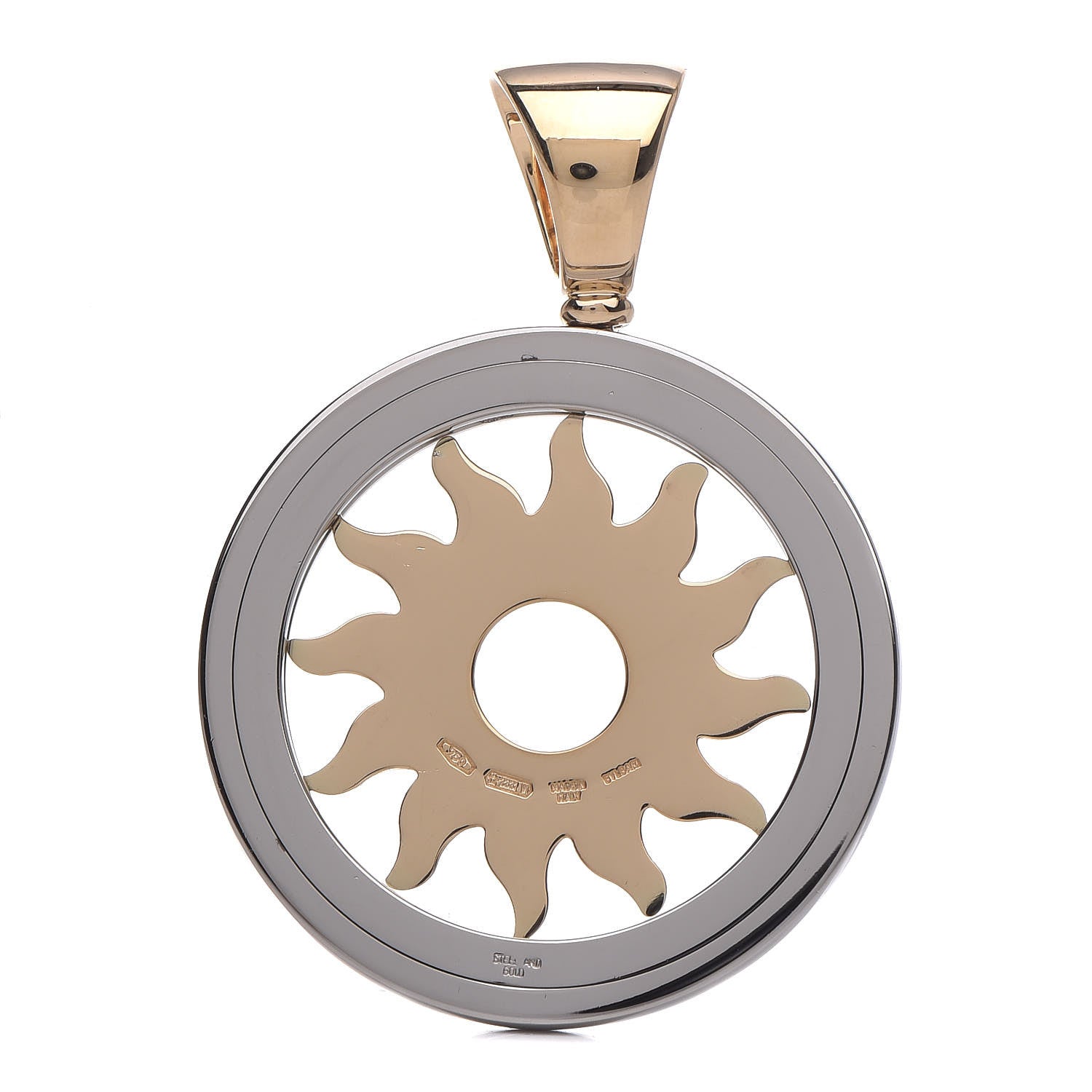 Bulgari 18K Yellow Gold Stainless Steel Tondo Sun Pendant 3 of 4
