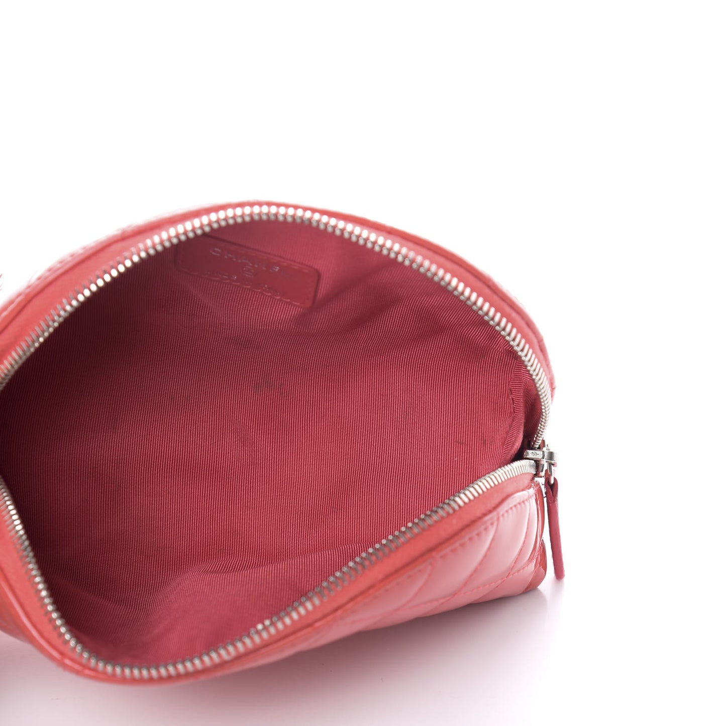 Patent Quilted Cosmetic Case Coral