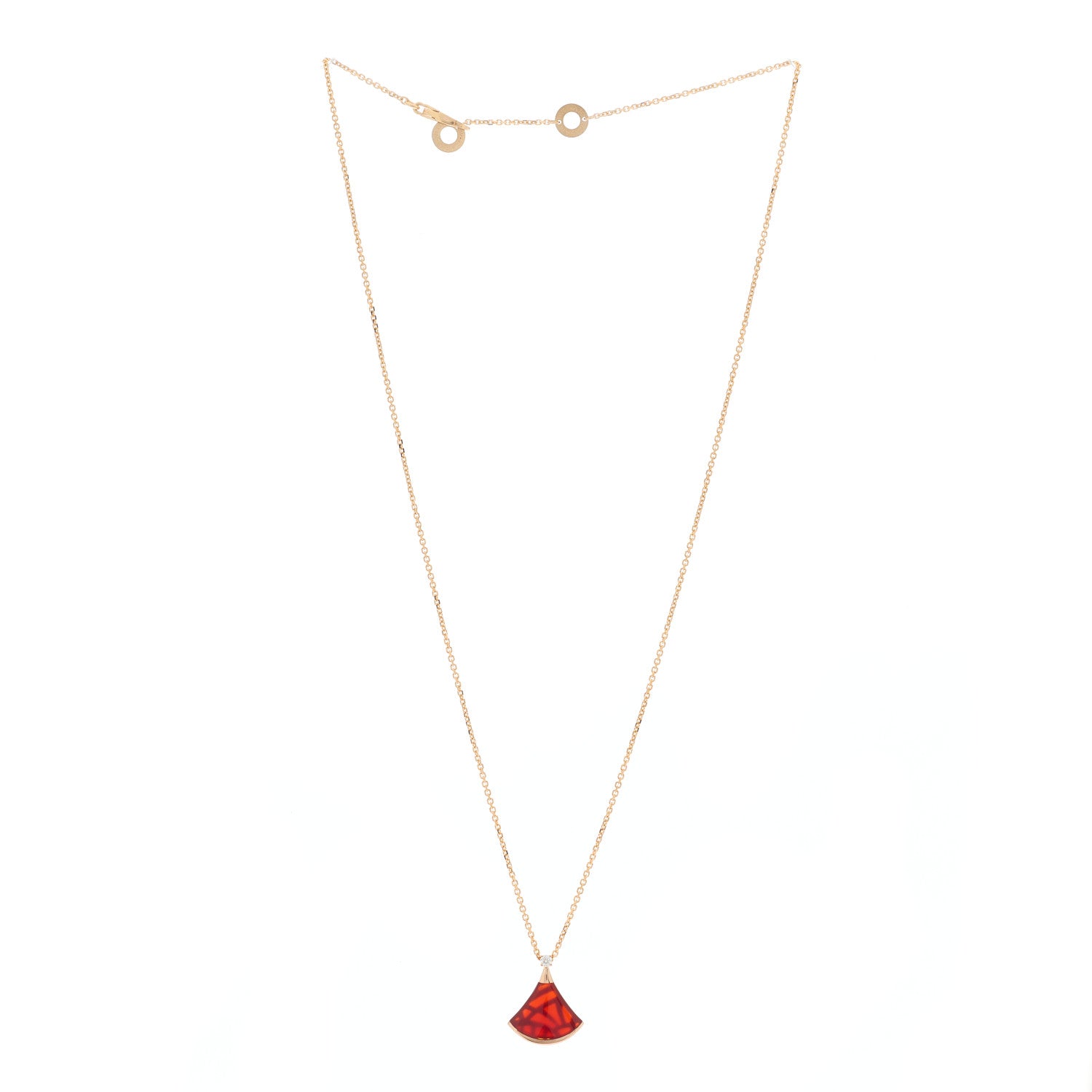 Bulgari 18K Rose Gold Diamond Carnelian Divas' Dream Pendant Necklace 2 of 7