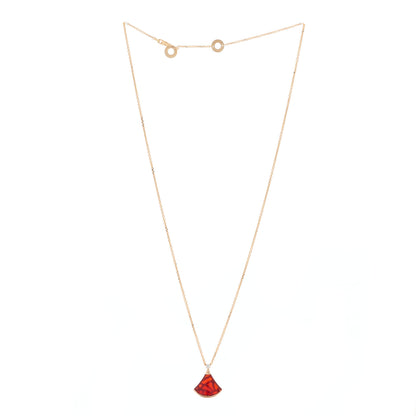 Bulgari 18K Rose Gold Diamond Carnelian Divas' Dream Pendant Necklace 2 of 7