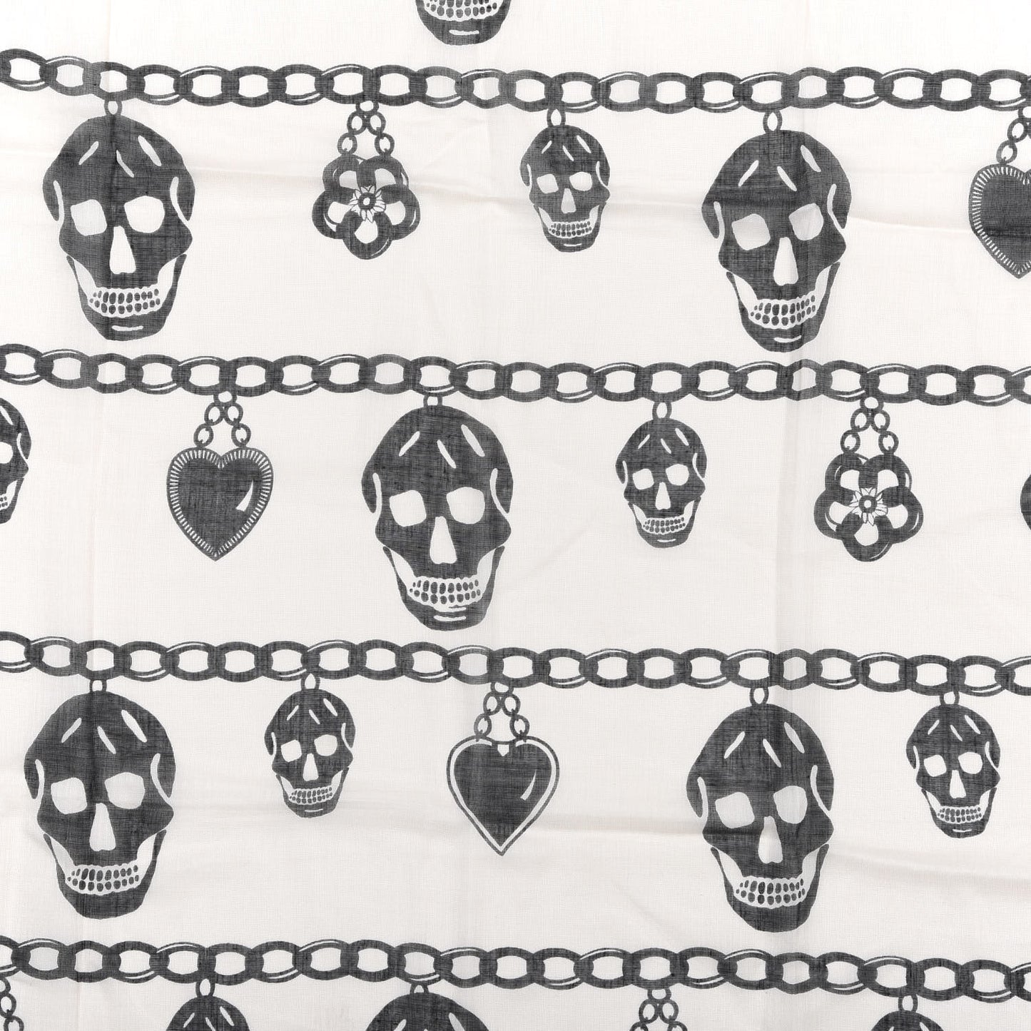 Modal Skull Heart And Chain Scarf Grey Black