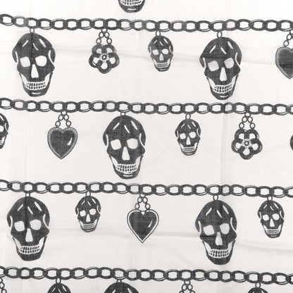 Alexander McQueen Modal Skull Heart And Chain Scarf Grey Black 3 of 3