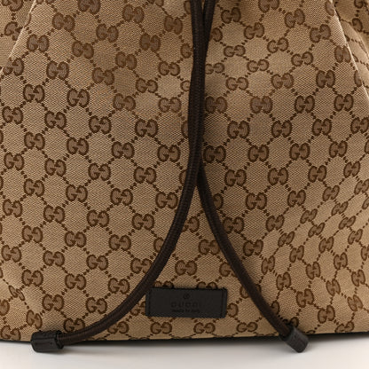 Gucci Monogram Dollar Calfskin O Drawstring Backpack Beige Ebony Testa di Moro Dark Chocolate 8 of 10