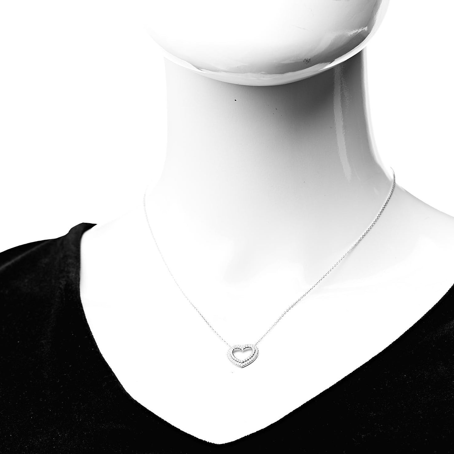 Platinum Diamond Metro Heart Pendant Necklace