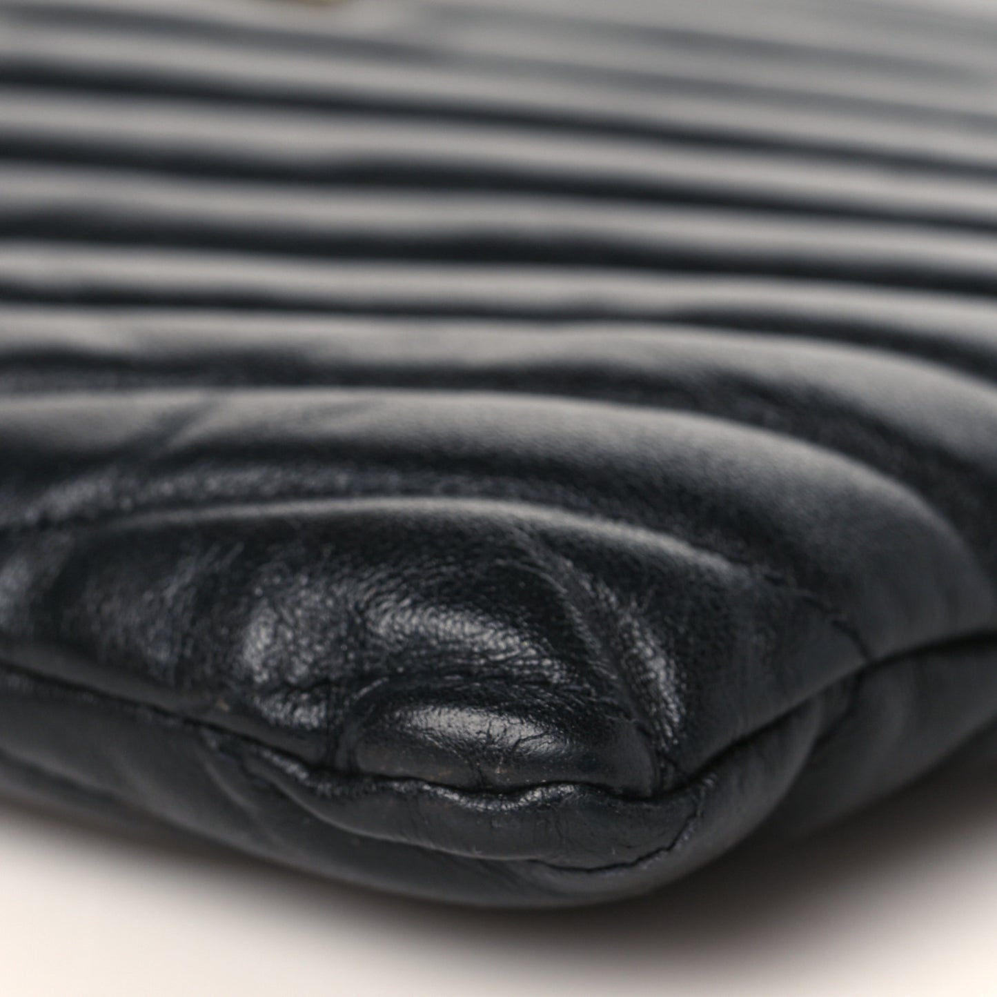 Calfskin Matelasse Chevron Monogram A5 Wristlet Black