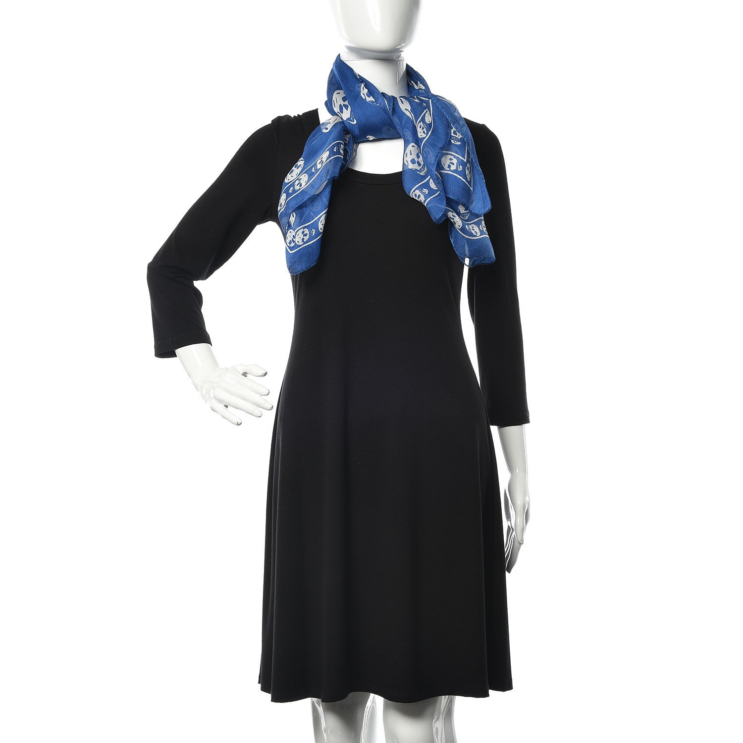 Alexander McQueen Silk Chiffon Skull Scarf Blue 2 of 3