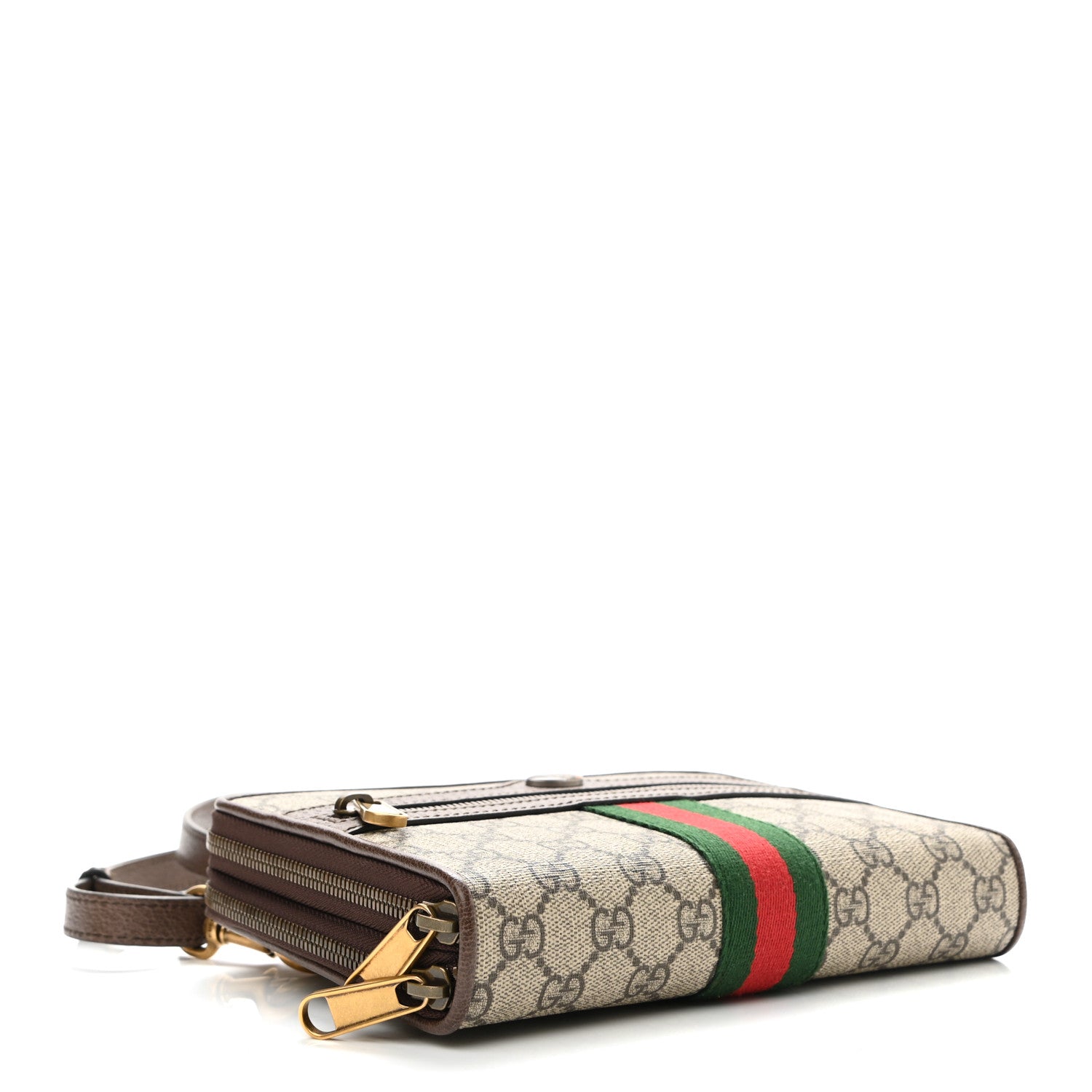Gucci GG Supreme Monogram Web Ophidia Double Zip Shoulder Bag Beige New Acero 3 of 10
