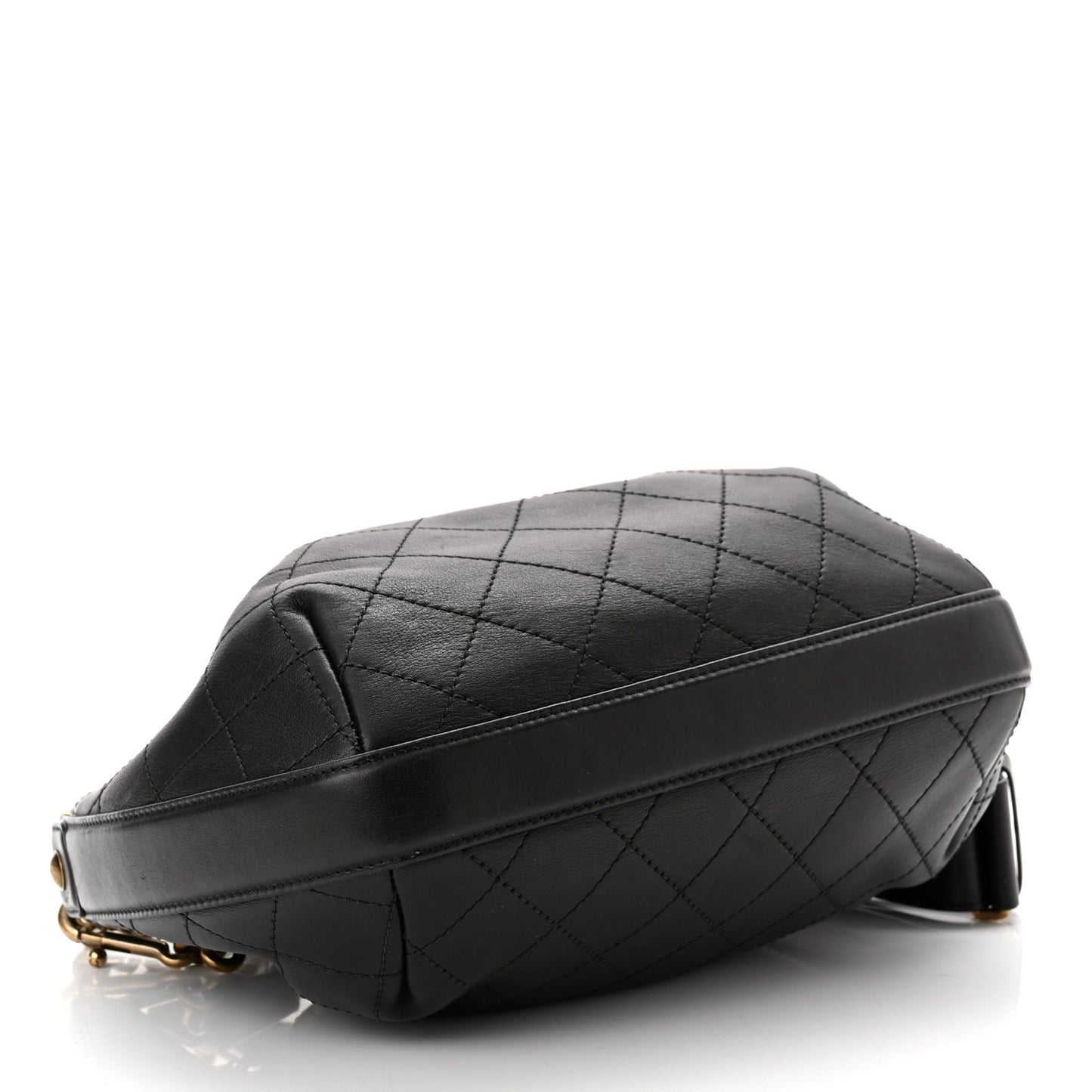 Calfskin Stitched Small Paris Rome Drawstring CC Bag Black