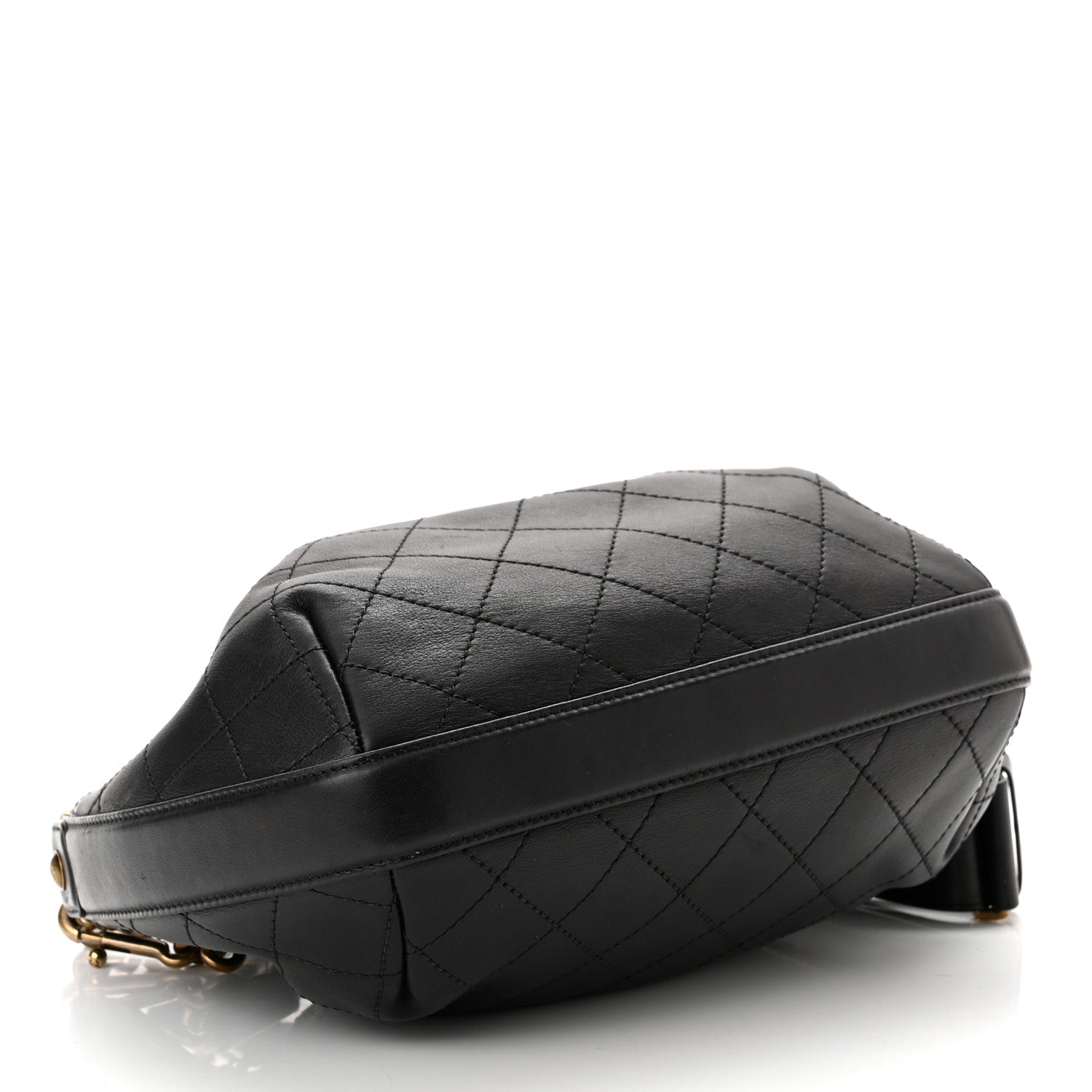 Chanel Calfskin Stitched Small Paris Rome Drawstring CC Bag Black 4 of 11