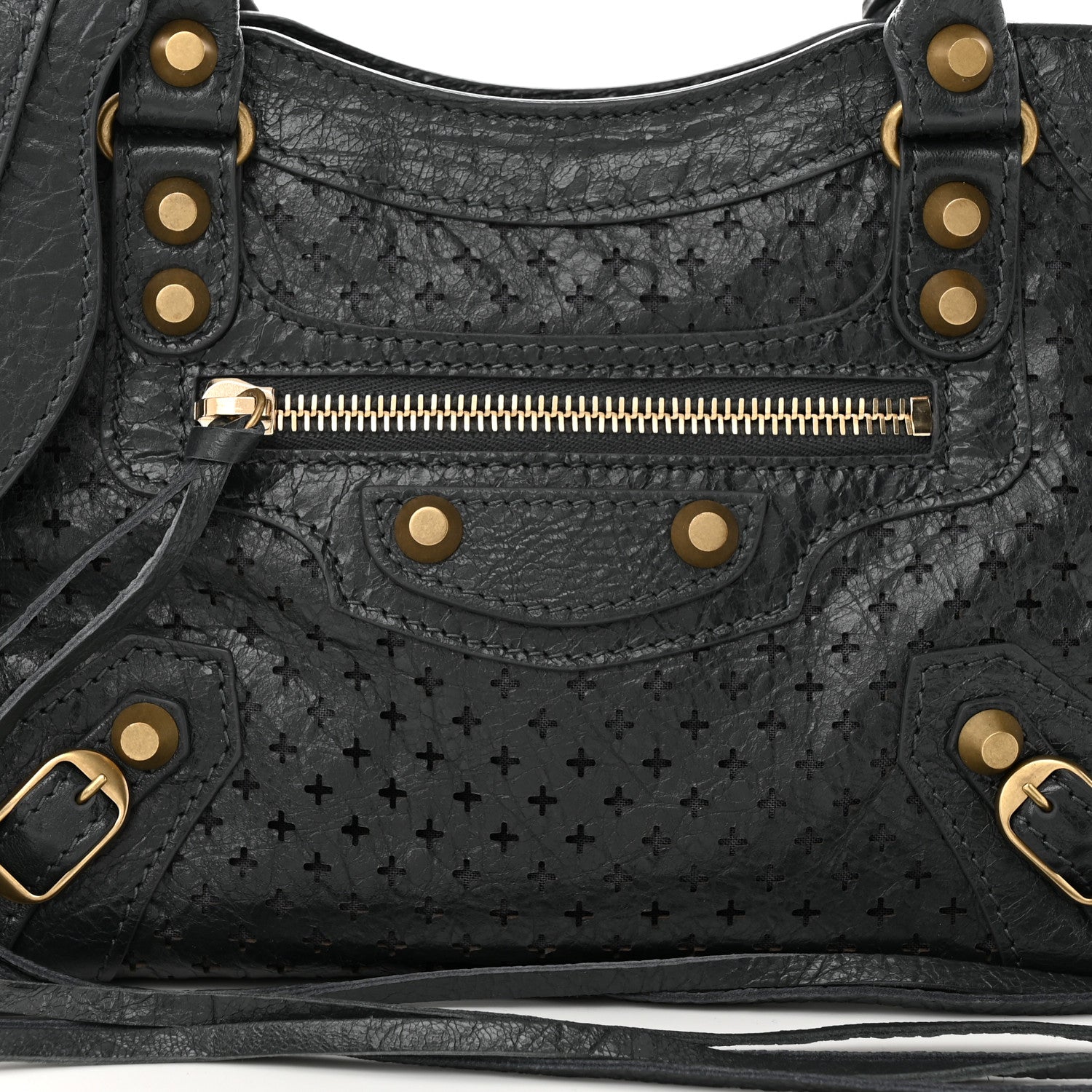 Balenciaga Agneau Stadio Laser Cut Cross Classic Gold Hardware Mini City Anthracite 8 of 10