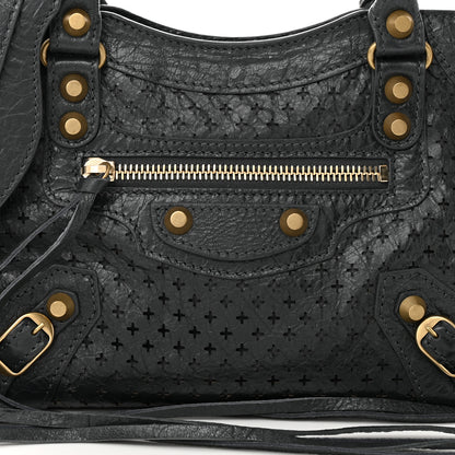 Balenciaga Agneau Stadio Laser Cut Cross Classic Gold Hardware Mini City Anthracite 8 of 10
