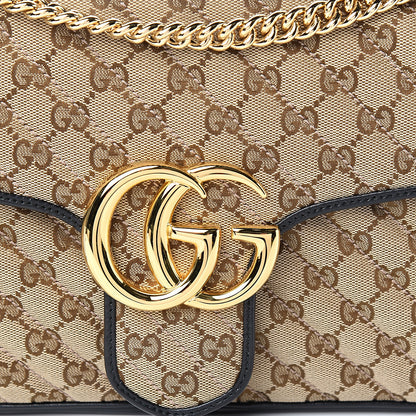 Gucci Monogram Azalea Calfskin Matelasse Diagonal Medium GG Marmont Shoulder Bag Beige Ebony Black 9 of 9