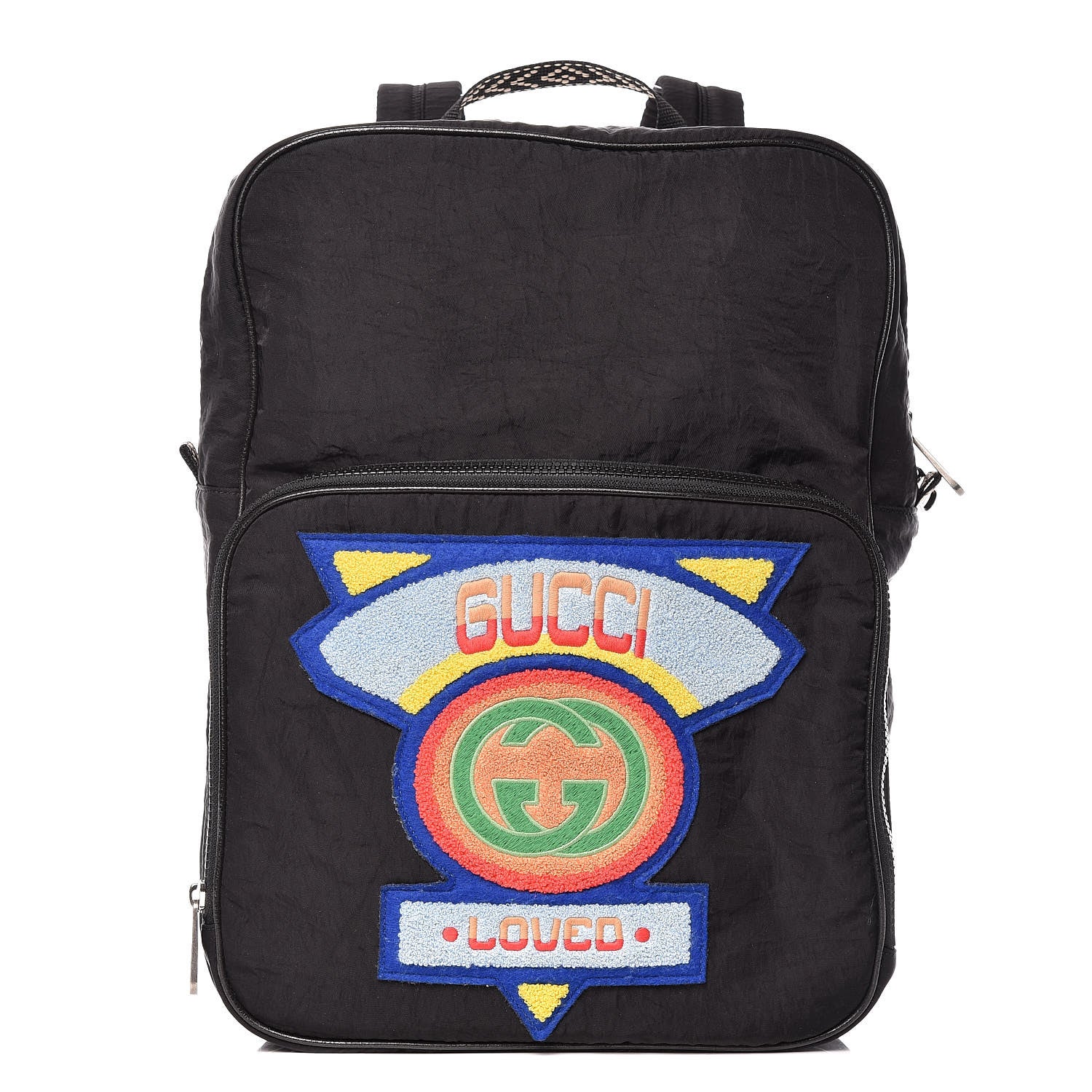 Gucci Nylon Twill 80s Logo Patch Backpack Black 1 of 10