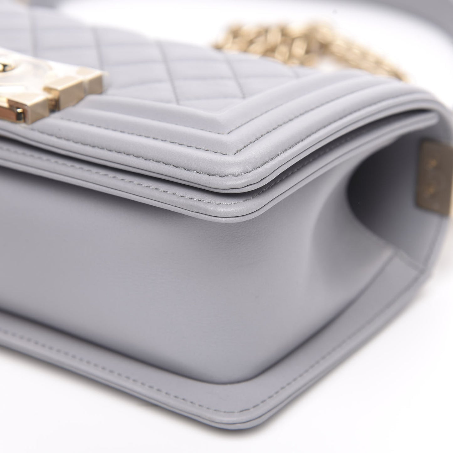 Calfskin Quilted Small Boy Flap Grey
