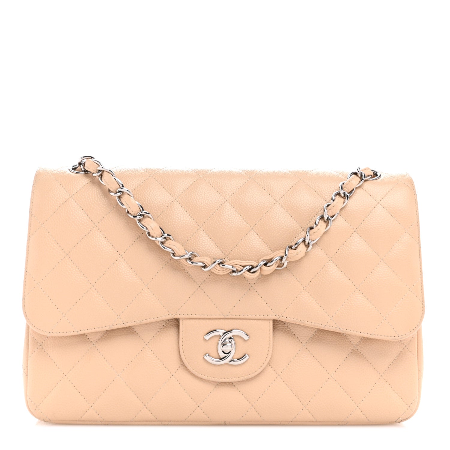 Chanel Caviar Quilted Jumbo Double Flap Beige 1 of 12