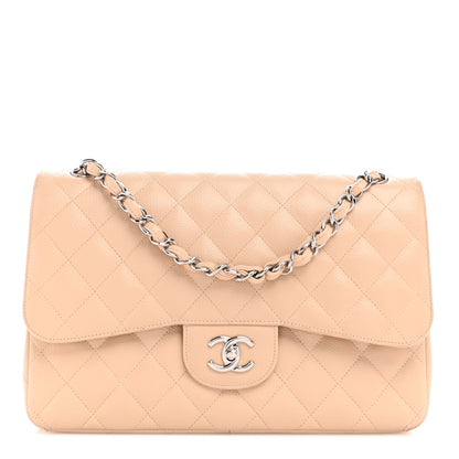 Chanel Caviar Quilted Jumbo Double Flap Beige 1 of 12