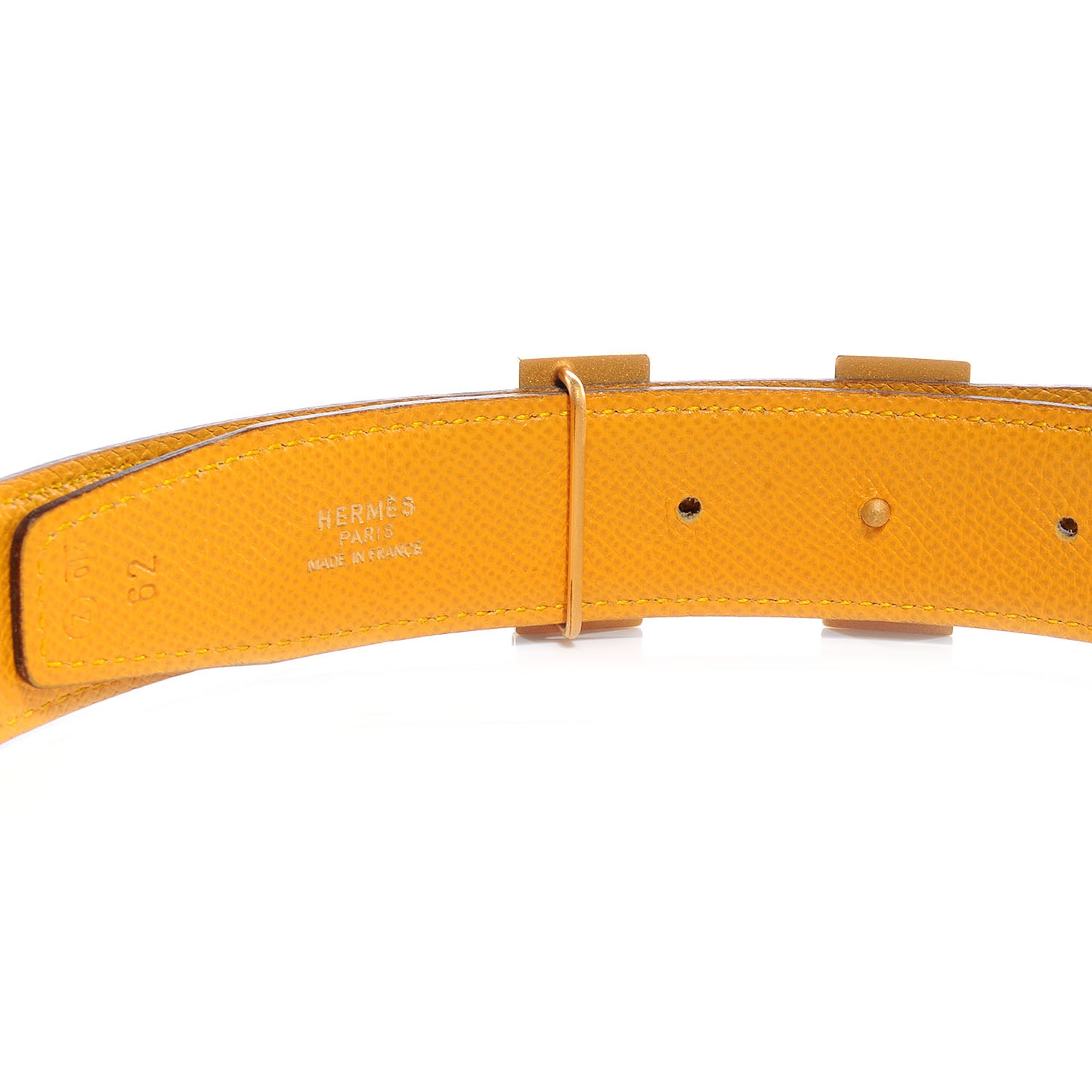 Box Courchevel Reversible Constance 32mm H Belt Noir and Jaune 62