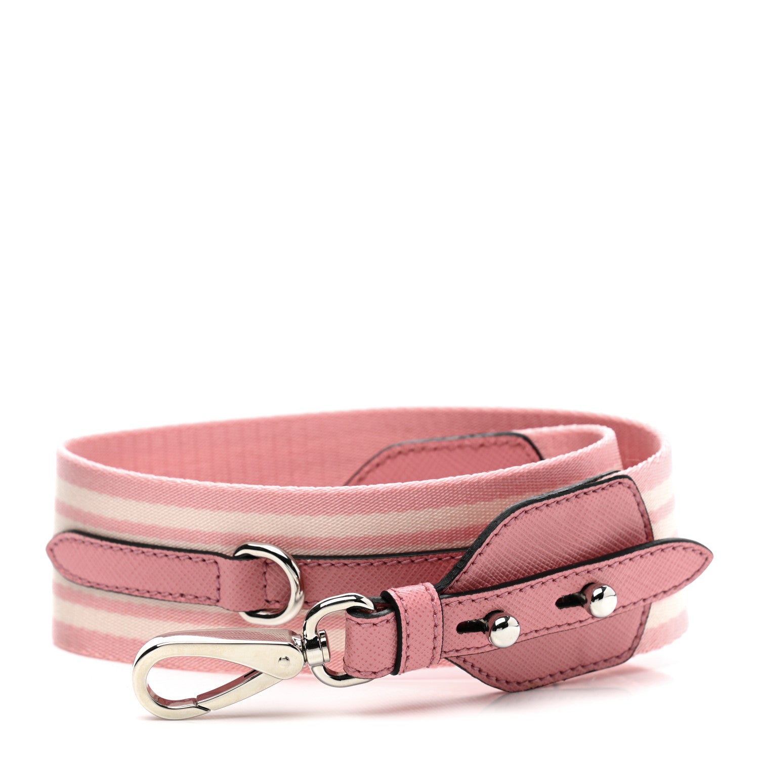 Prada Vitello Daino Striped Fabric Shoulder Strap Petalo 1 of 6