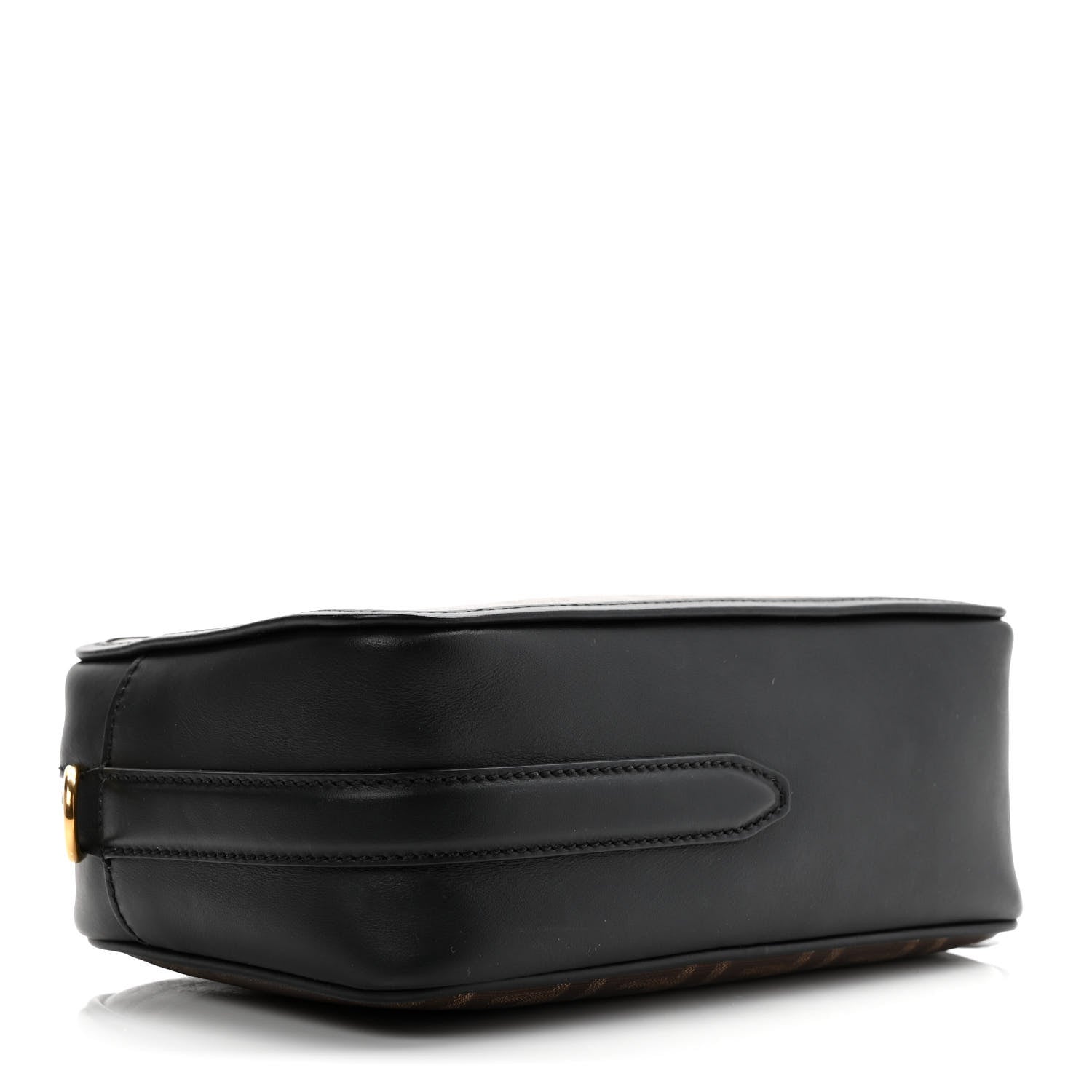 Fendi Glazed Fabric Vitello Century FF 1974 Stamp Patch Camera Case Mogano Panna Black 4 of 10