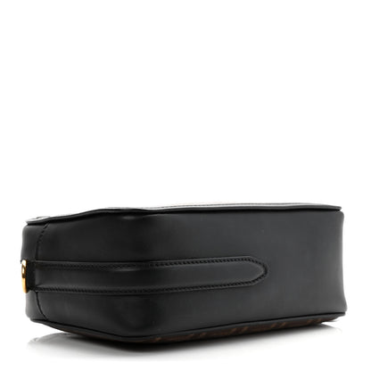 Fendi Glazed Fabric Vitello Century FF 1974 Stamp Patch Camera Case Mogano Panna Black 4 of 10