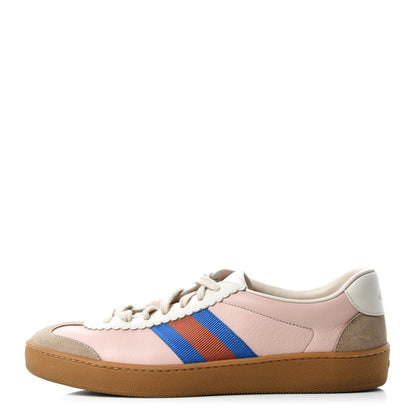 Gucci Calfskin Suede Web Womens G74 Sneakers 38.5 Oatmeal Soft Rose 1 of 10