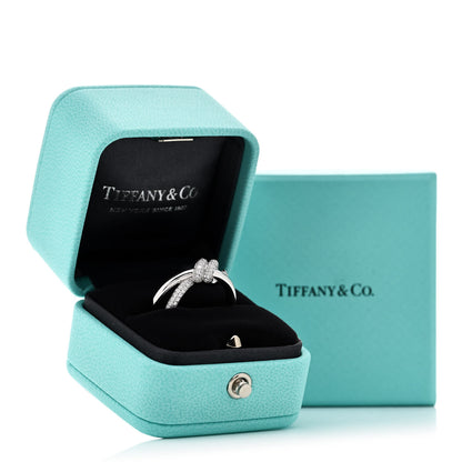 Tiffany 18K White Gold Diamond Double Row Knot Ring 54 7 5 of 5