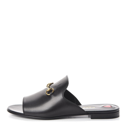 Gucci Malaga Kid Horsebit Slide Sandals 38 Black 1 of 8