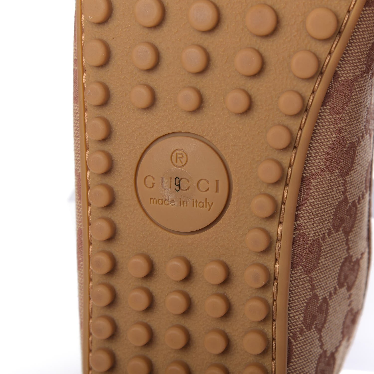 Gucci GG Monogram Suede Mens Driver Loafers 9 Beige Ruggine Cuir 7 of 11