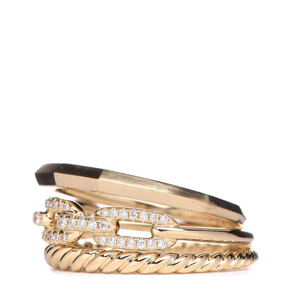 David Yurman 18K Yellow Gold Diamond 9.5mm Stax Three-Row Ring 54 6.75 3 of 7
