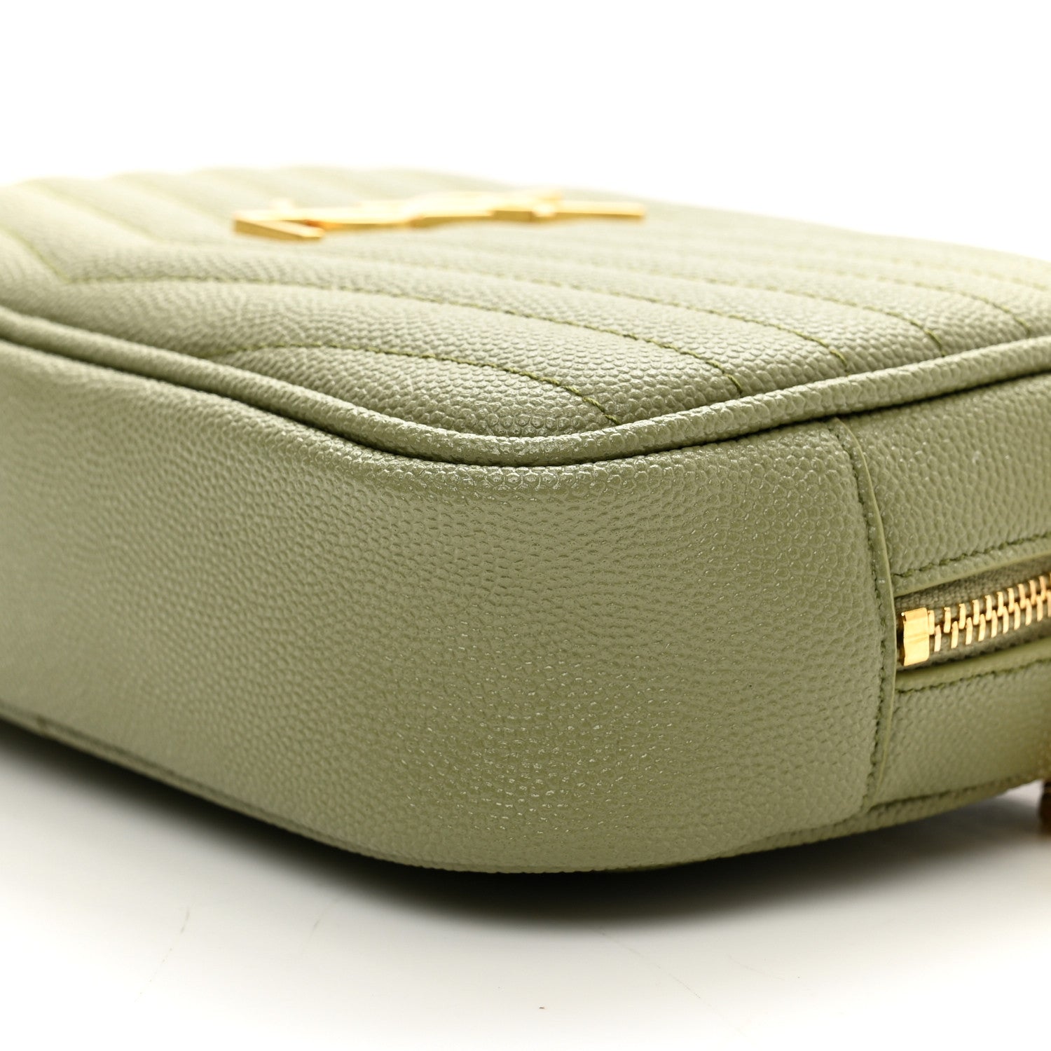 Saint Laurent Grain De Poudre Matelasse Monogram Mini Lou Camera Bag Light Sage 9 of 10