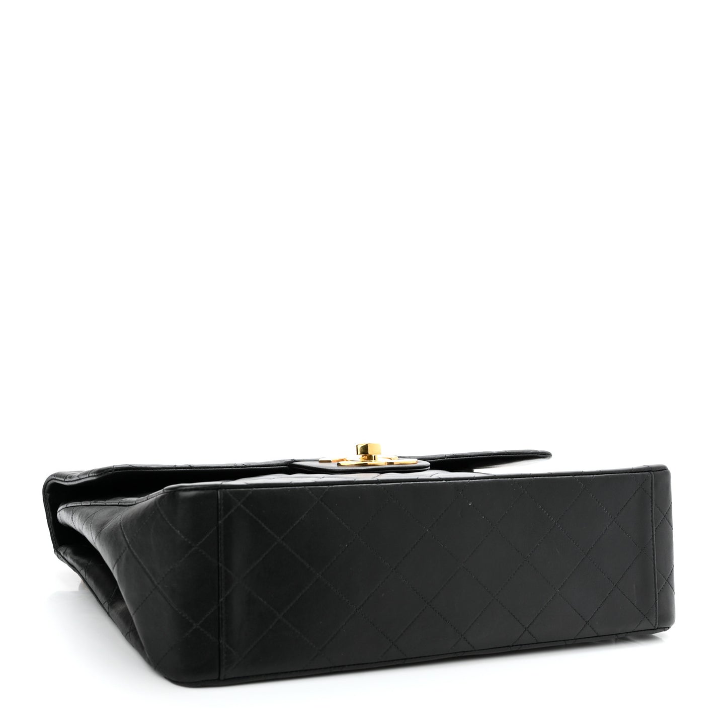 Lambskin Quilted XL Jumbo Single Flap Black