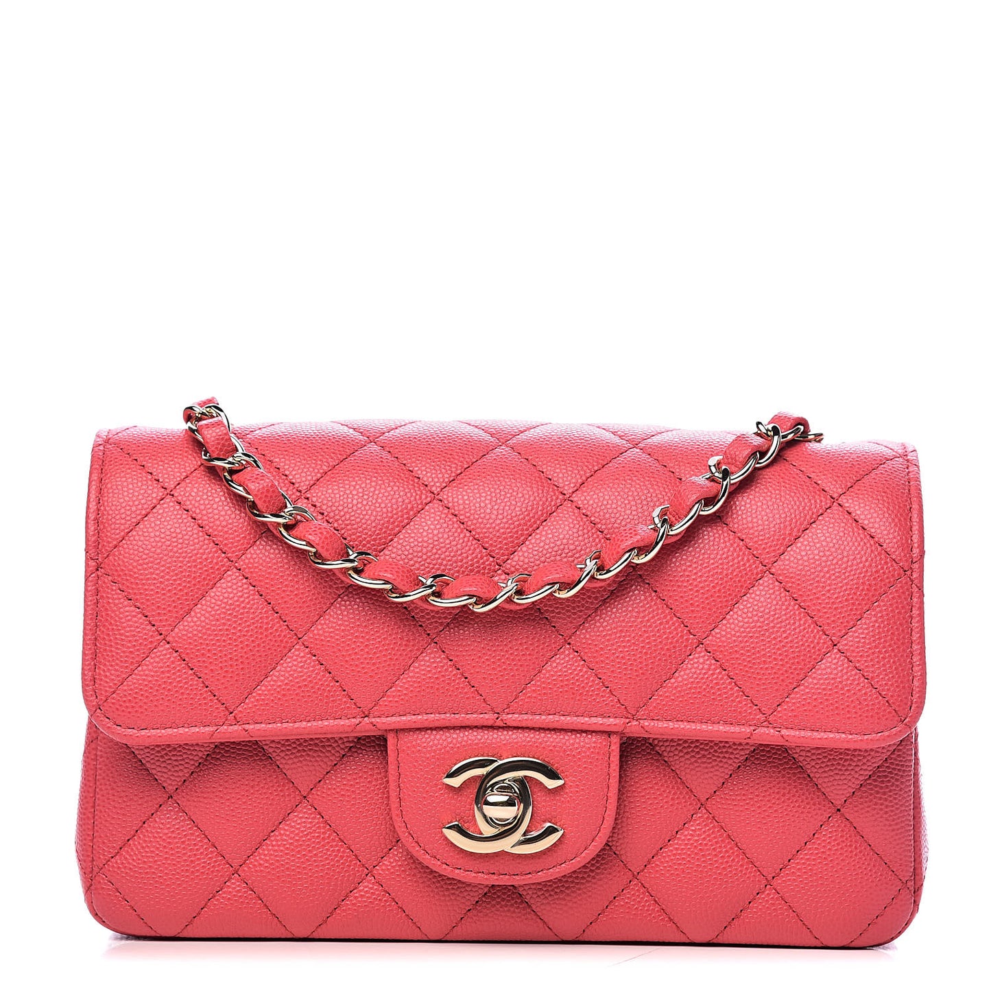 Caviar Quilted Mini Rectangular Flap Dark Pink