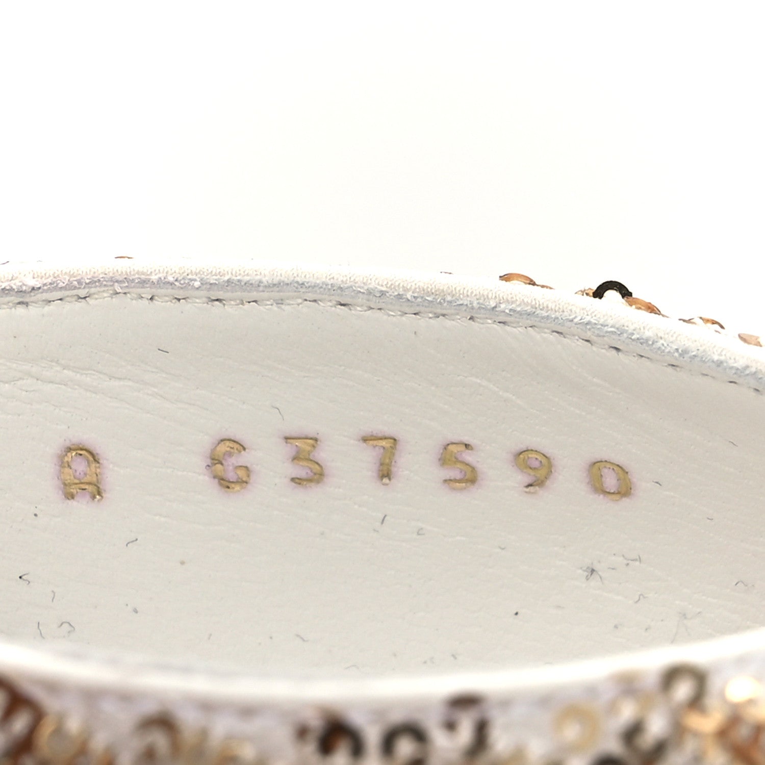 Chanel Metallic Sequin Peep Toe Pumps 37.5 Light Gold White 10 of 14