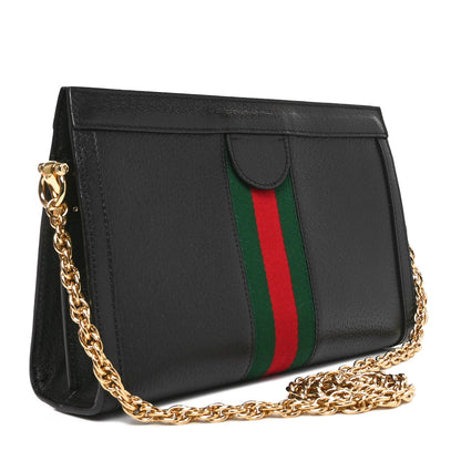 Gucci Calfskin GG Web Small Ophidia Chain Shoulder Bag Black 3 of 10