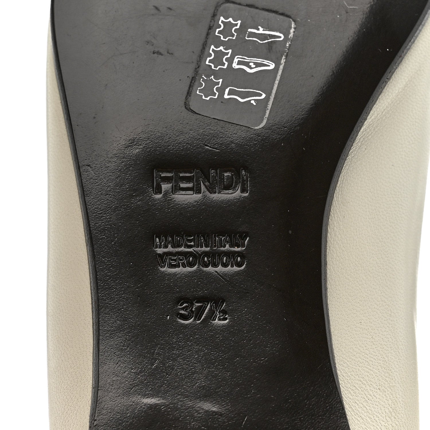 Fendi Vitello Cuoio FF Ballerina Flats 37.5 White 8 of 14