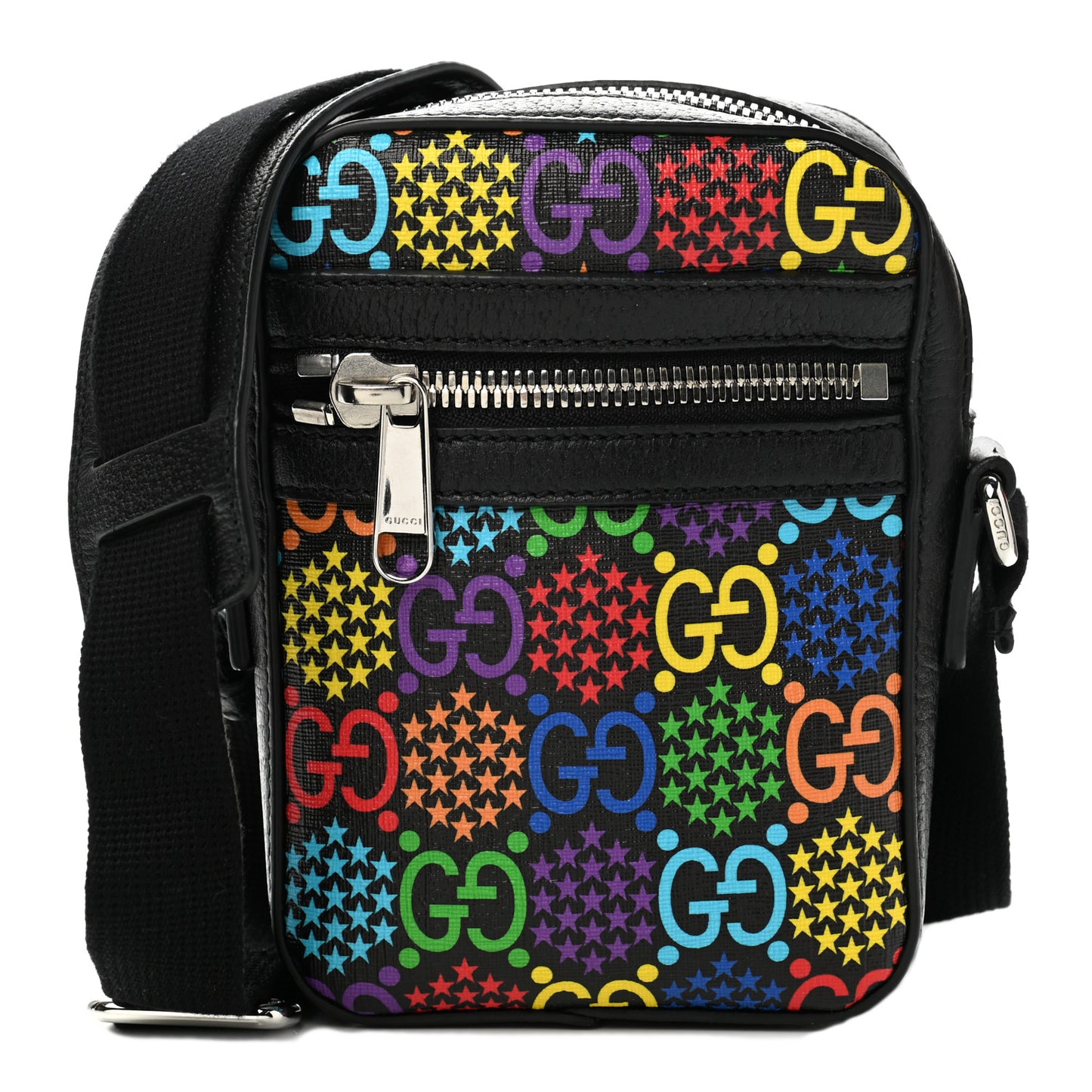 GG Supreme Monogram Psychedelic Messenger Bag Black