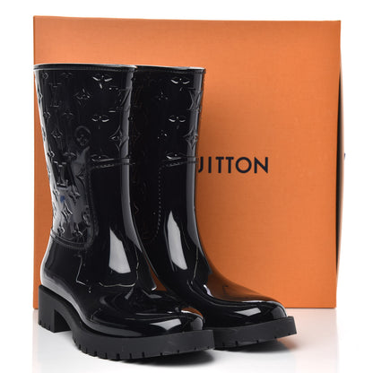 Louis Vuitton Rubber Embossed Monogram Drops Flat Half Boots 41 Black 8 of 8