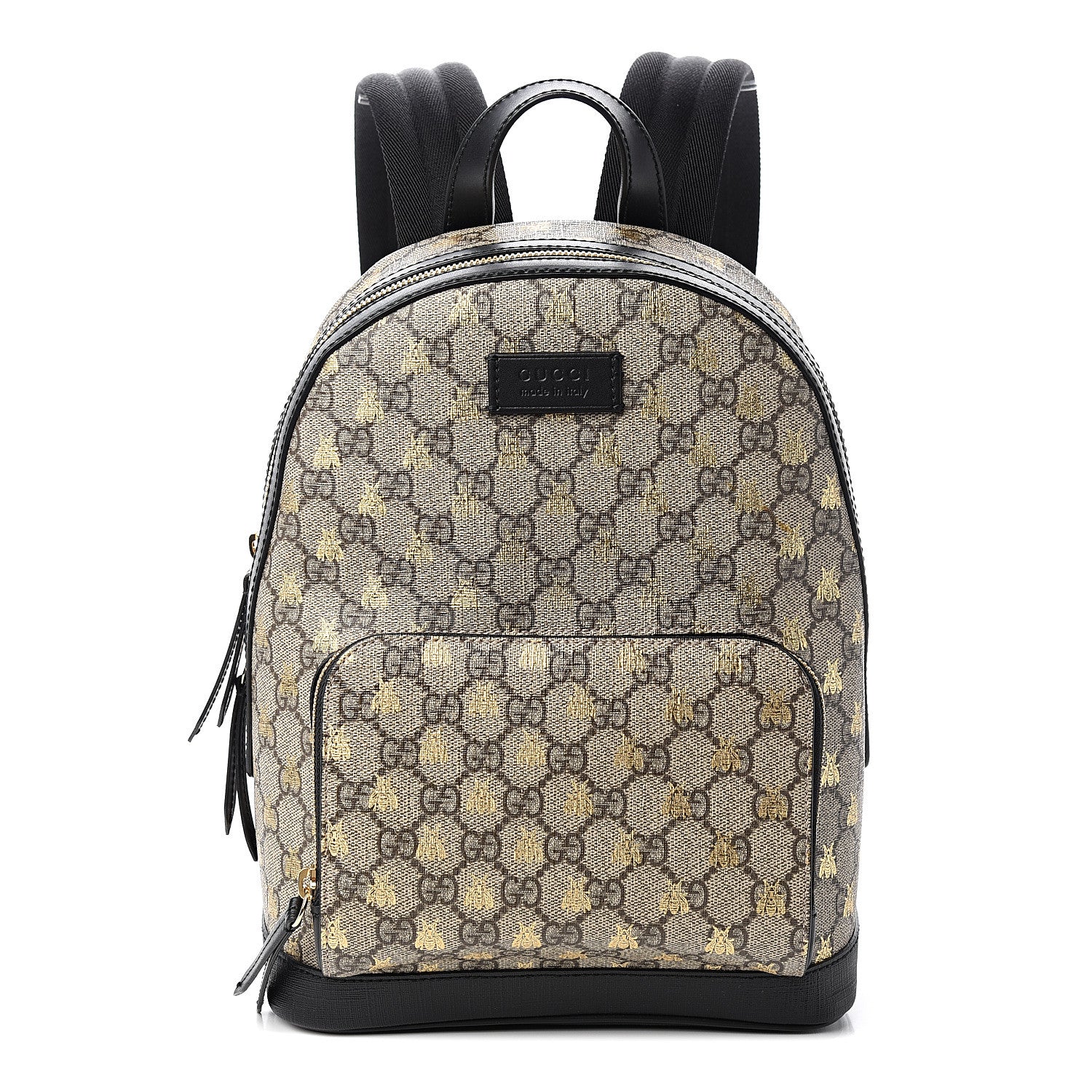 Gucci GG Supreme Monogram Bees Print Small Day Backpack Beige Oro Black 1 of 9