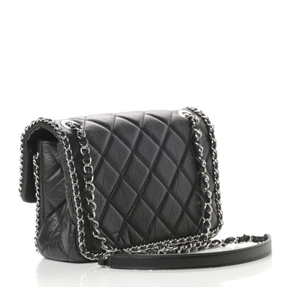 Chanel Crumpled Calfskin Medium Chain All Over Flap Black 3 of 12